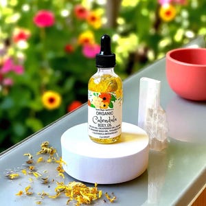 Organic Calendula Infused Body Oil | Hair & Scalp | 100% Natural Skincare, 1oz, 2oz