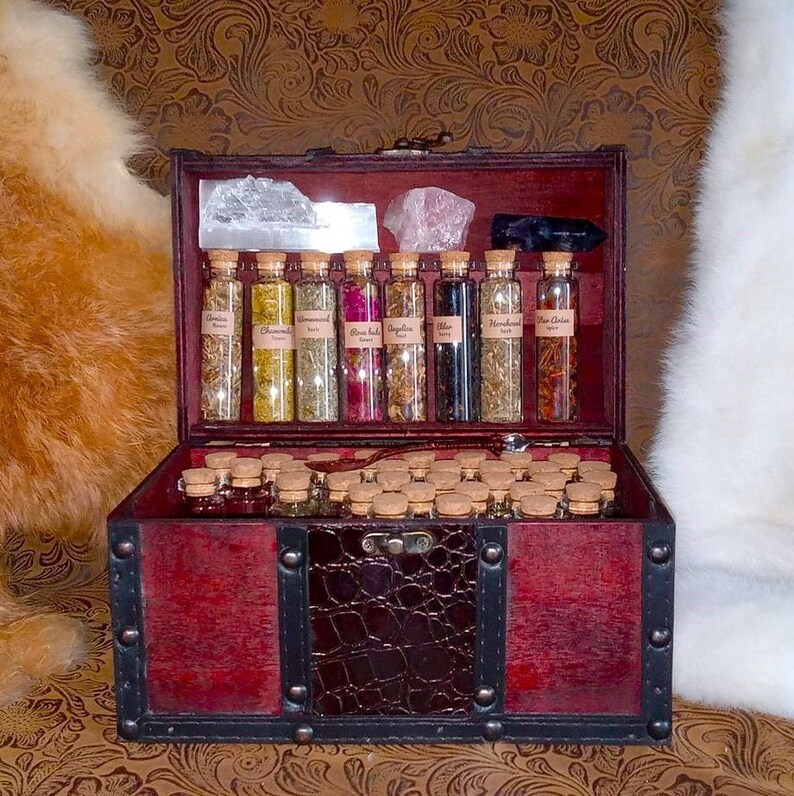 Extra Large Treasure Chest Apothecary Kit Wiccan Herb Set Etsy