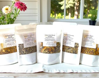 Artisanal Loose Leaf Tea Blends | Elderberry Citrus Chamomile Mint, Small Batch Herbal Tisanes