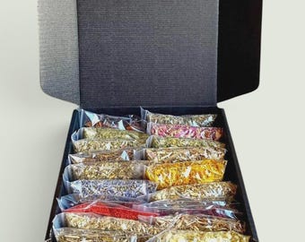 Custom Beginner Witch Apothecary Spell Box - 15-20 Botanical Herb Bags