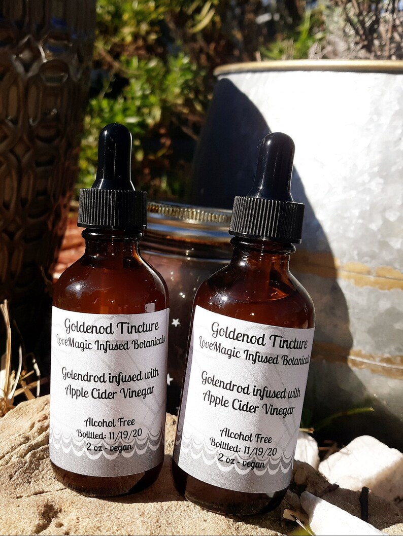 Organic Infused Goldenrod Tincture Goldenrod Vinegar Etsy