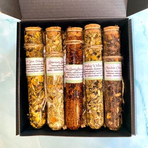 Organic Botanical Tea Gift Set 5 Loose Leaf Artisan Herbal Tea Sampler ...