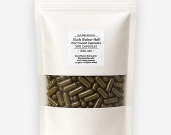 Black Walnut Hull & Wormwood 500mg Vegan Capsules Made fresh to order - All-Natural