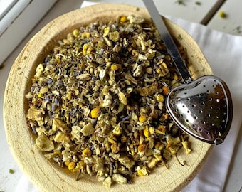 Soothing Mullein Loose Leaf Wellness Tea Blend | chamomile lavender peppermint | caffeine free herbal tisane