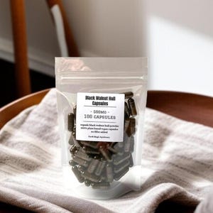 Organic Black Walnut Hull Vegetarian Capsules 500mg, Made fresh to order No GMO