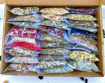 Natural Herbal Apothecary Kit 50-60 Dried Herb Bags - Witchcraft Spell Box