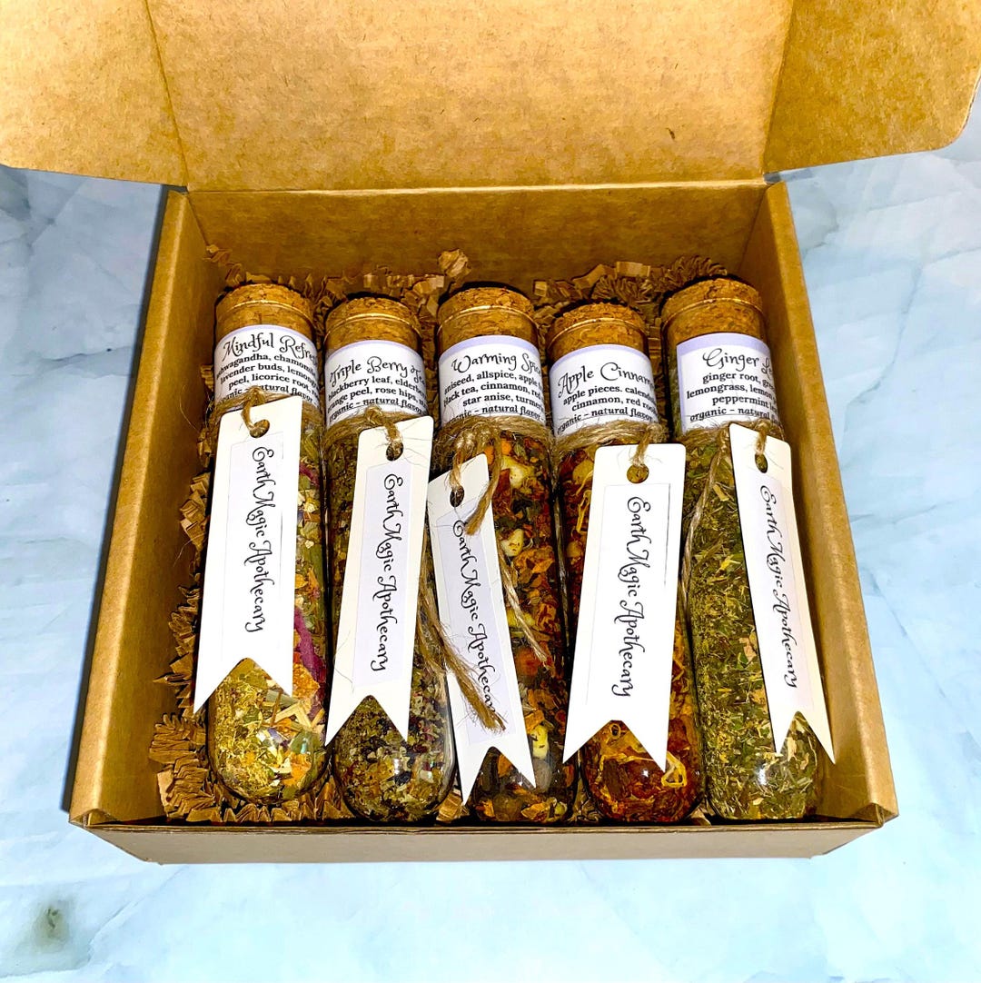 Herbal Tea Lovers Sampler Gift Box Set-5 Loose Leaf Handcrafted ...