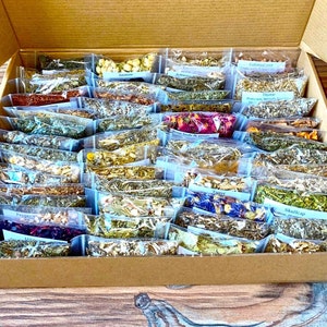 Herb Starter Apothecary Kit, Witchcraft Herb Set, 30, 50, 60, 70 Herb Bags, Beginner Herb Spell Box, Protection Herbs