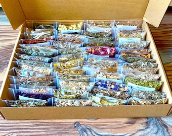 Herb Starter Apothecary Kit, Witchcraft Herb Set, 30, 50, 60, 70 Herb Bags, Beginner Herb Spell Box, Protection Herbs