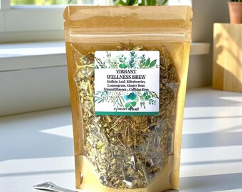 Mullein Elderberry Lemongrass Ginger Herbal Tea | Caffeine Free Loose Leaf Tisane