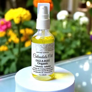 100% Organic Calendula Infused Face & Body Oil | Natural Skincare Moisturizer, 2oz