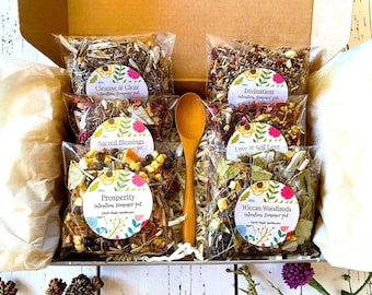 6 Intention Simmer Pot Gift Box Set, Herbal Fruit Spice Stovetop Potpourri Blends