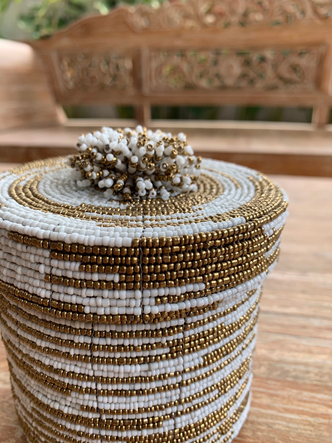 Set Of 3 Handmade beaded box sets Beaded basket Bali Etsy