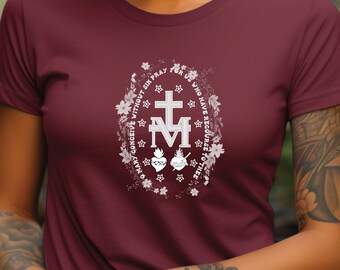 Miraculous Medal shirt, Catholic shirt, Catholic gifts for women, Marian Cross Shirt, Holiday Gifts Idea, Religious Shirt, Immaculate Heart