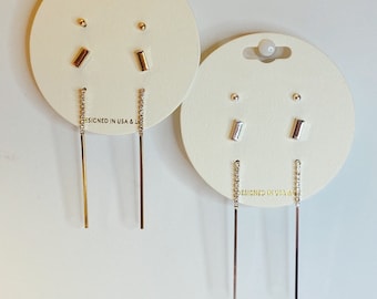 Set of 3 Pairs Mini Stud & Linear Drop Earrings / Layered Earrings / Assorted Earrings Set / Mix and Match Earrings