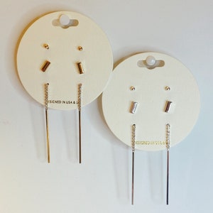 Set of 3 Pairs Mini Stud & Linear Drop Earrings / Layered Earrings / Assorted Earrings Set / Mix and Match Earrings