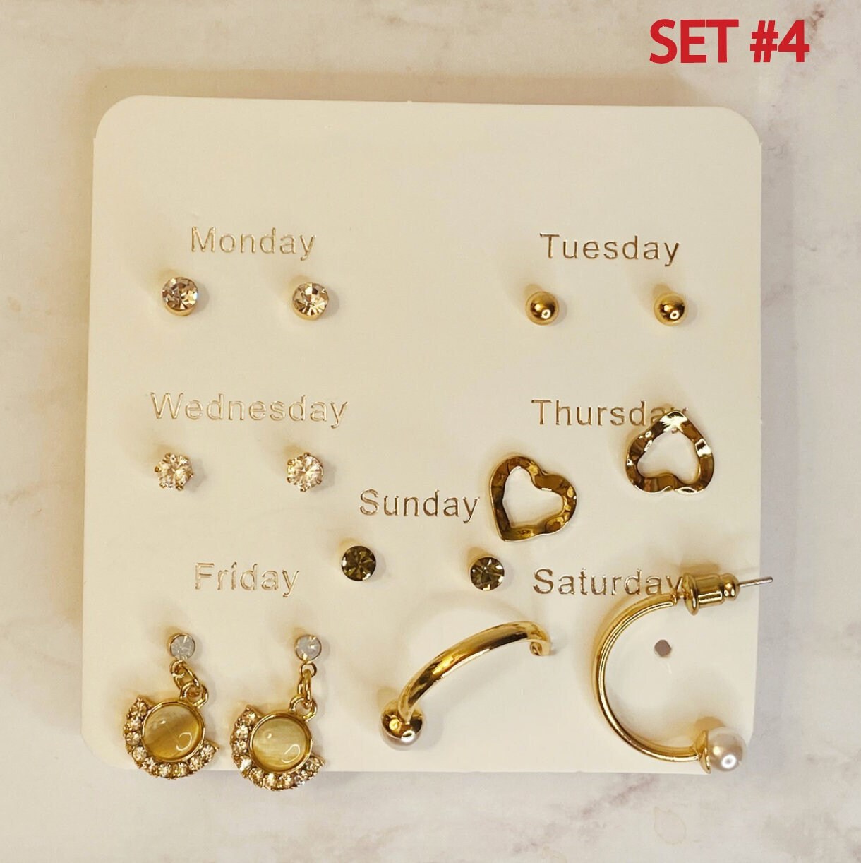 Set of 7 Pairs Assorted Stud & Drop Earring / 7 Days Earring 