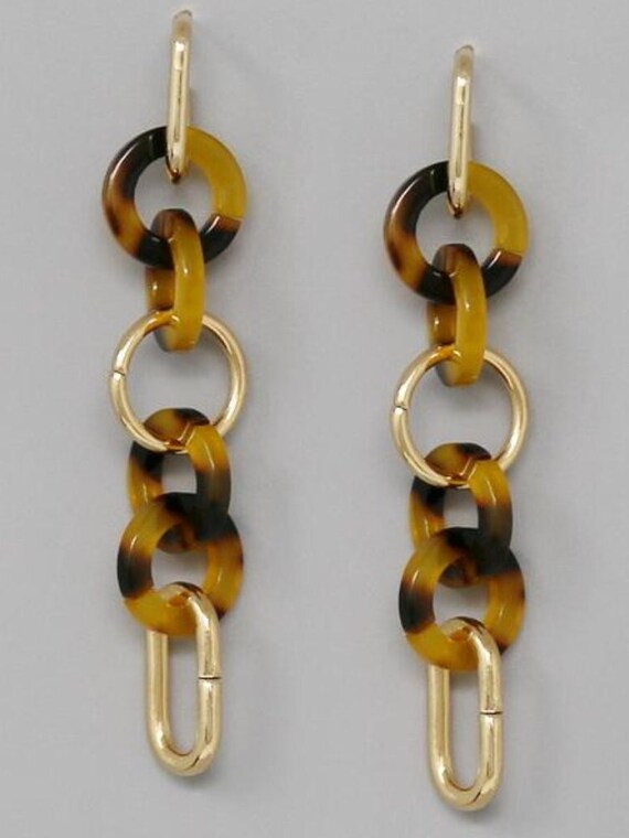 Tortoise shell chainlink earrings s-l400.jpg main image 4