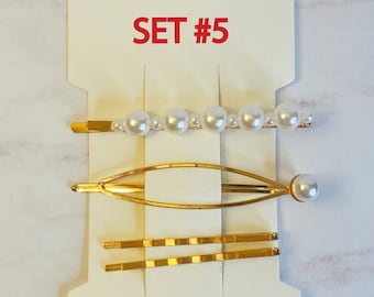 Hair Pin Set Pearl Bobby Pin Set Metal Snap Clip Bobby Pin