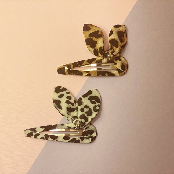 Animal Print Tic Tac Hair Clip With Bow / Fabric Tic Tac  display picture 3
