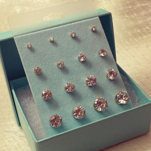 Multi Pairs CZ Earrings Set / Cubic Zirconia Round Stud Earrings Set / Bridal / Bridesmaid / Holidays / Special Occasion / Wedding Jewelry