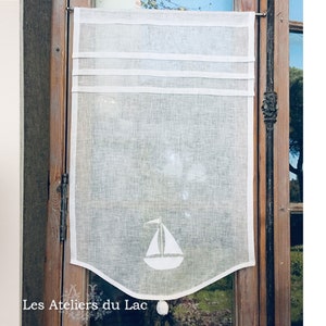 Embroidered linen curtain - Made in France