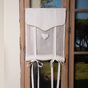 Decorative white linen blind