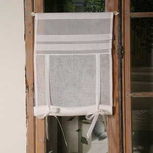 Decorative white linen blind