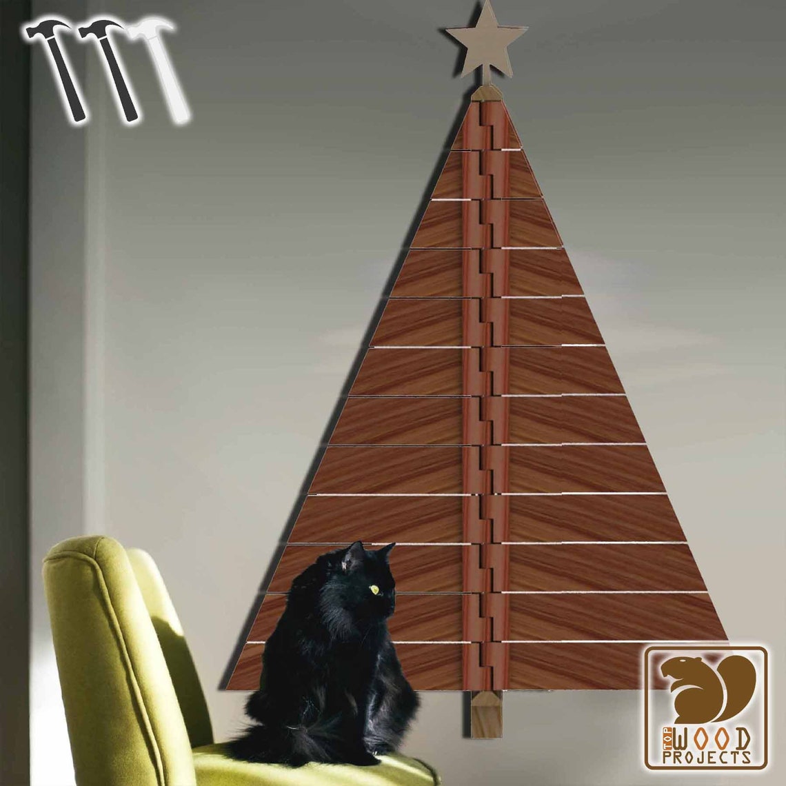 Cat safe Christmas tree on wall Convertible to city sign Etsy