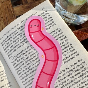 Cute Worm Bookmark Pink Bookmark Bullet Journal Stationary Animal Bookmark zdjęcie 1