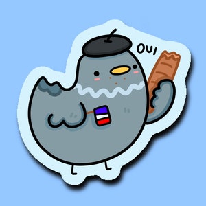 Cute Pigeon Sticker | French Birb Sticker | Glossy Vinyl Sticker | Bird Sticker