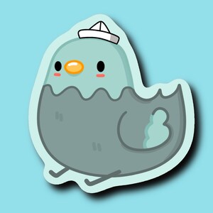 Autocollant Pigeon mignon avec chapeau | Autocollant Birb | Autocollants en vinyle brillant | oiseau stickers