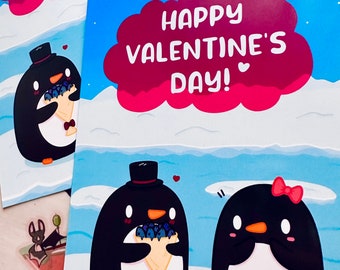 Valentine's Card Penguin : Let's break the ice! Happy Valentine's Day Card A6