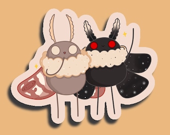 Cute Moth Sticker Mothman and Maya the Moth | Vinyl journal stickers