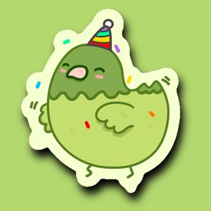 Autocollants mignons d'oiseau de fête | Autocollant Birb | Autocollants en vinyle brillant | Autocollants perruche
