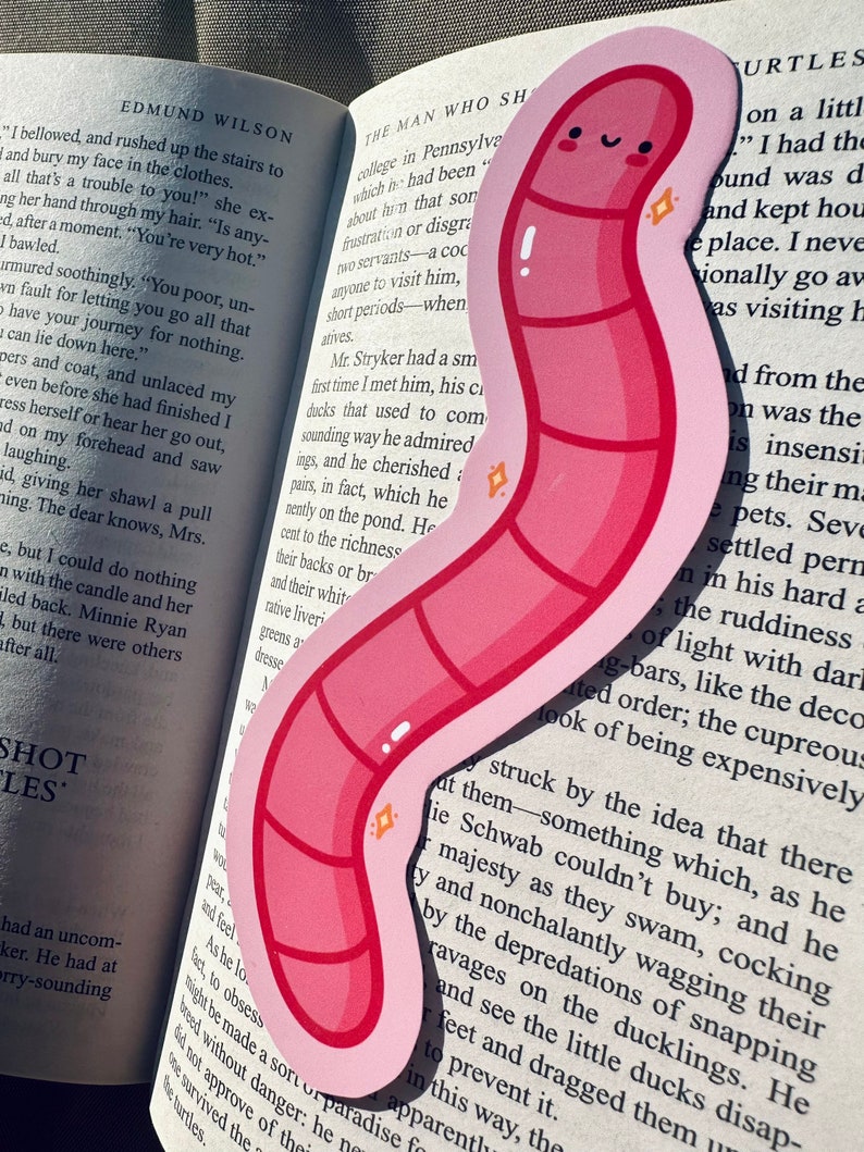Cute Worm Bookmark Pink Bookmark Bullet Journal Stationary Animal Bookmark zdjęcie 4
