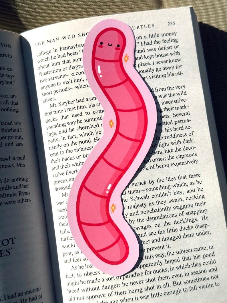 Cute Worm Bookmark Pink Bookmark Bullet Journal Stationary Animal Bookmark zdjęcie 3