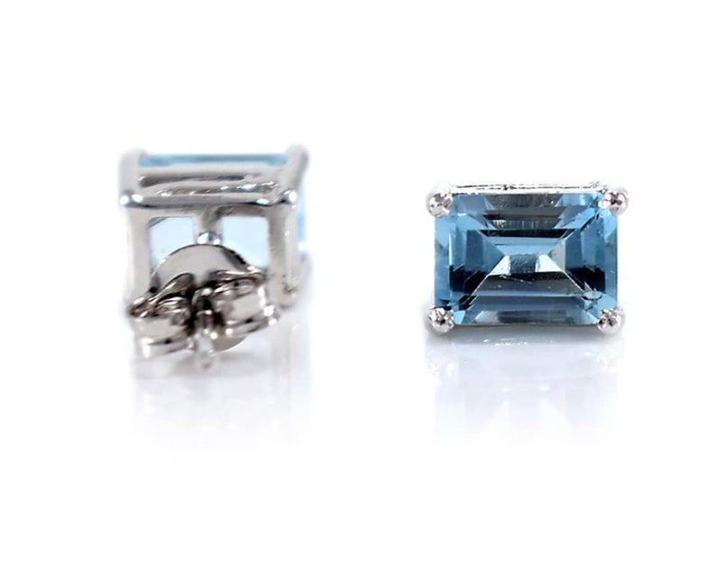 Birthday 925 Sterling Silver 14k White Gold Plated Earing Daily Use Gift. Blue Topaz Earring for Her Anniversary December Birthstone