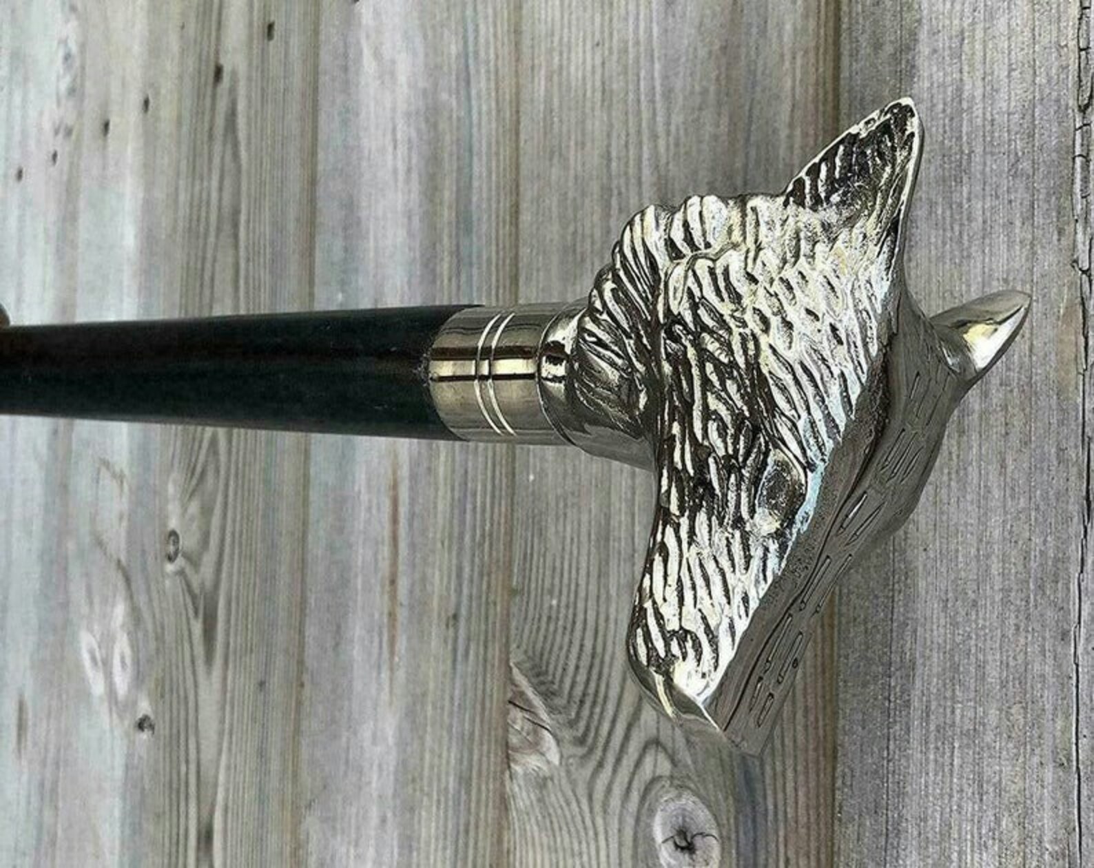 Silver NEBULA Head Wolf Wooden Walking Cane Victorian Handmade Etsy