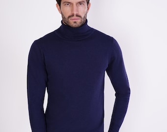 1stAmerican Rollkragenpullover aus Kaschmir und Seide für Herren – Langarm-Rollkragenpullover