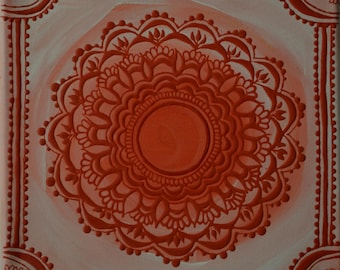 Red and White Circular Mandala