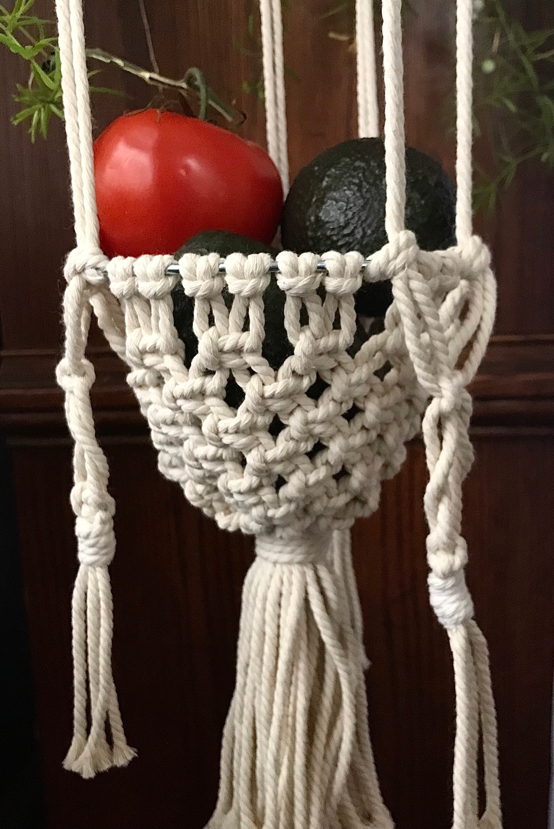 Twotier Macrame Hanging Baskets Metal Ring Hanging Baskets Etsy