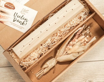 FlowerBar® 30 cm in gift packaging - wooden bar made of oak and dried flowers