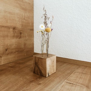 FlowerBar® CUBE &quot;Summer Meadow&quot; (approx. 10 cm x 10 cm x 10 cm) dried flowers Flowergram & noble oak, wooden arrangement, dried flowers, durable