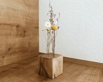 FlowerBar® CUBE "Summer Meadow" (approx. 10 cm x 10 cm x 10 cm) dried flowers Flowergram & noble oak, wooden arrangement, dried flowers, durable