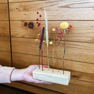 FlowerBar® Flower Meadow Fleurs séchées Flowergram & chêne noble, arrangement en bois, fleurs séchées, durable ca. 13 cm