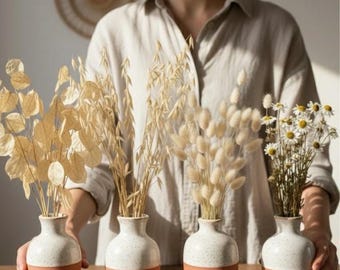 Dried White Flowers | Lino, Statice, Lunaria, Lagurus, Phalaris, Acroclinium, Oats & Cotton | Decoration, Flower Bar, Wedding and DIY