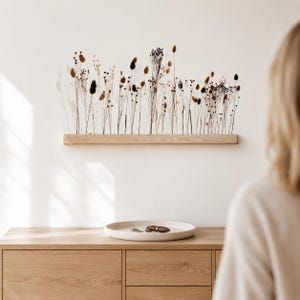 FlowerBar® 'Gold Richtig' Flores Secas em Arranjo Floral e Elegante Arranjo em Madeira de Carvalho, Flores Secas, Longa Duração