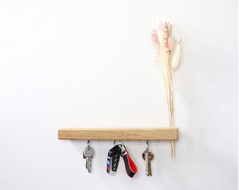 FlowerBar Keys "Cotton Candy" oak key board with dried flower bouquet, key board