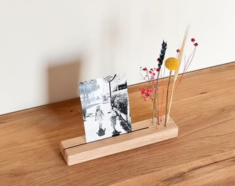 FlowerBar® Memories "Flower meadow" dried flowers Flowergram & noble oak, wooden arrangement, dried flowers, photo holder, memory